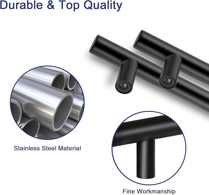 HBL' 20 Pack | 3-1/2 Inch Center to Center Matte Black Cabinet Pulls Kitchen Cabinet Handles, Made of Stainless Steel, Ideal for Cabinet,Drawer,Cupboard and Wardrobe.