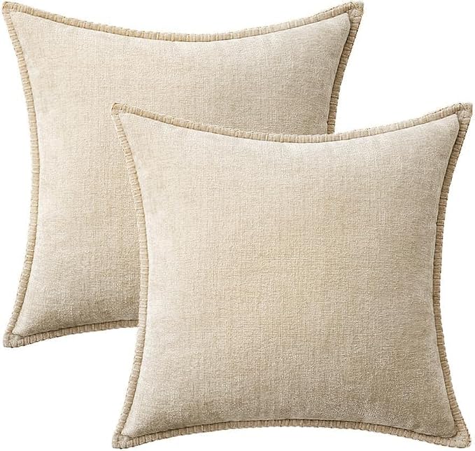 MIULEE Decorative Couch Throw Pillow Covers 20x20 Inch Beige 2 Pack | Neutral - Image 8