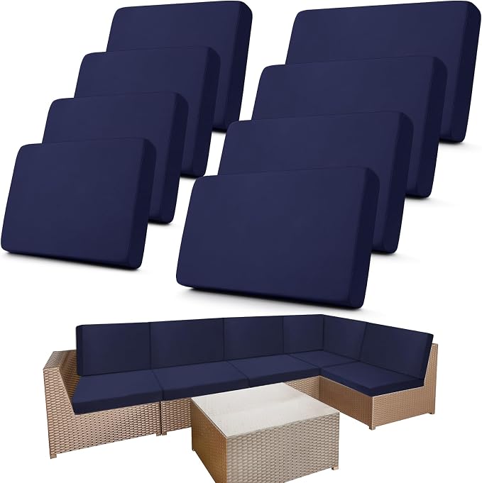 Newwiee 8 Pcs Stretch Patio Outdoor Cushion Covers Replacement, Elastic Fit and by Newwiee