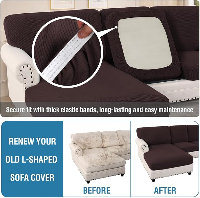 H.VERSAILTEX Sectional Couch Covers 6 Pieces Stretch Sofa Covers - Image 6