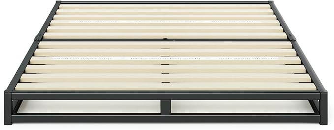 Zinus Joseph Low Profile 6 Inch Platform Bed Frame, Wood Slat Support, No Box Spring Needed, Eco Friendly WonderBox(TM) Packaging, Easy Assembly, Black, King