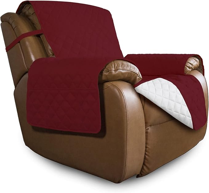 Easy-Going Reversible Couch Cover, Oversized Recliner, Christmas Red/Ivory | by Easy-Going