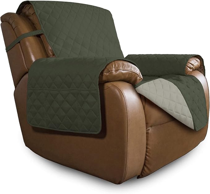 Easy-Going Reversible Couch Cover, Oversized Recliner, Army Green/Beige | by Easy-Going