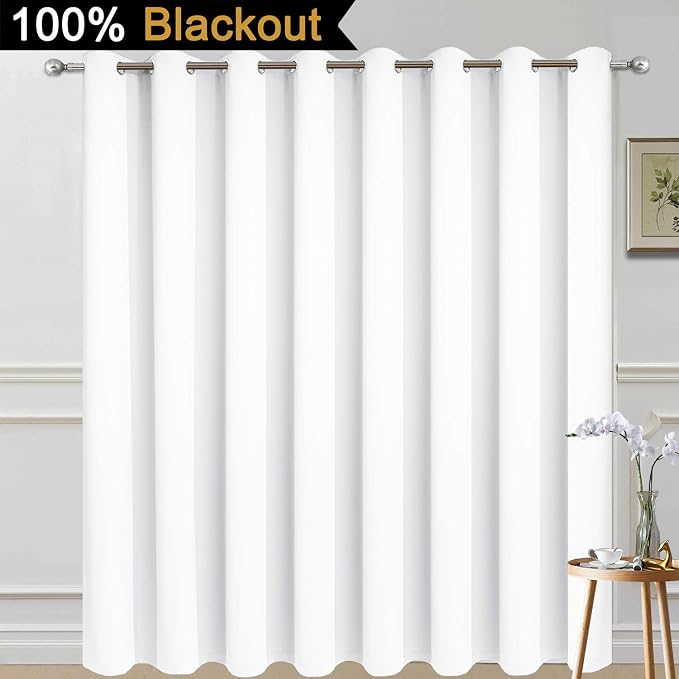 Yakamok Pure White Blackout Patio Door Curtain Panels W100 x L96, 1 Panel | - Image 2