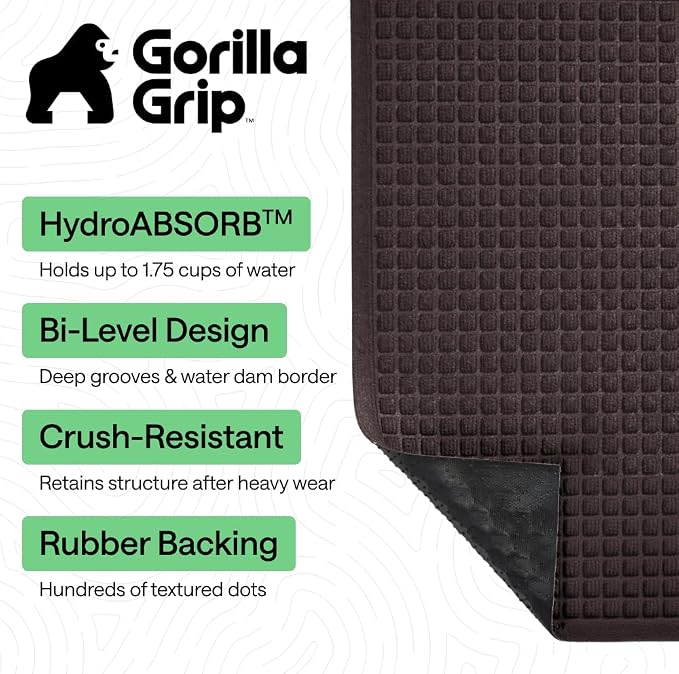 GORILLA GRIP® Ultra Absorbent Front Door Mat Outside Entrance, Traps Dirt and - Image 2