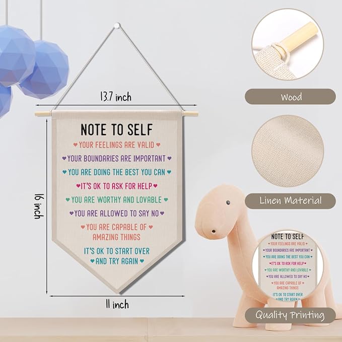 Positive Psychology Affirmations Therapy Office Decor, Back to School Decorations Canvas Hanging Pennant Flag Banner Wall Sign Decor for Bedroom Classroom Playroom Game Room Front Door