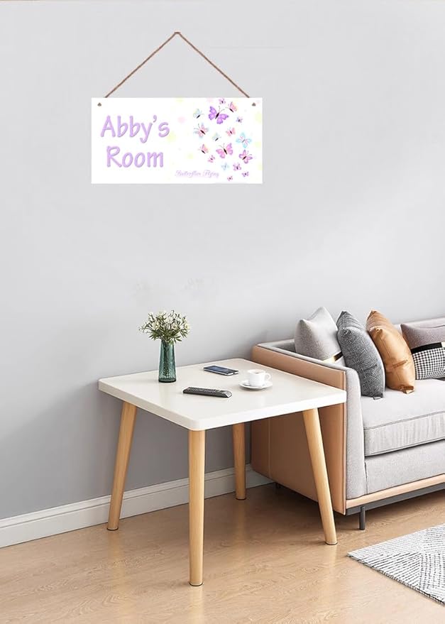 Personalized Colorful Butterfly Sign Plate Custom Name Door Sign For Girls Room Plaque Hanging Sign Flower Floral Background for Business Needs Wedding Gift Home Decor