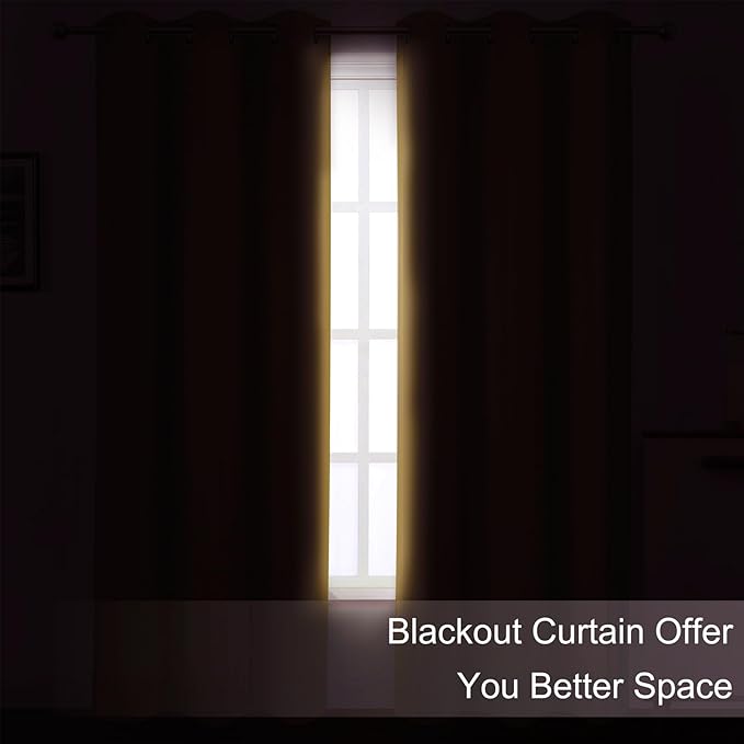 Blackout Curtains 66 x 84 inch/Mustard Yellow Curtains Set of 2 Panels/Thermal - Image 3