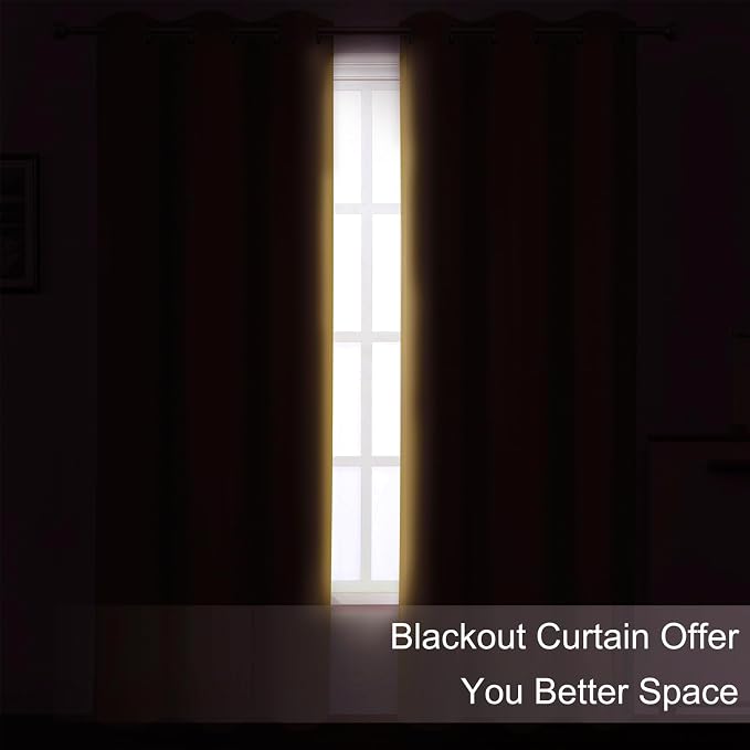 Mustard Yellow Thermal Blackout Curtains/52 x 95 Inch/Set of 2 Panels Room - Image 3