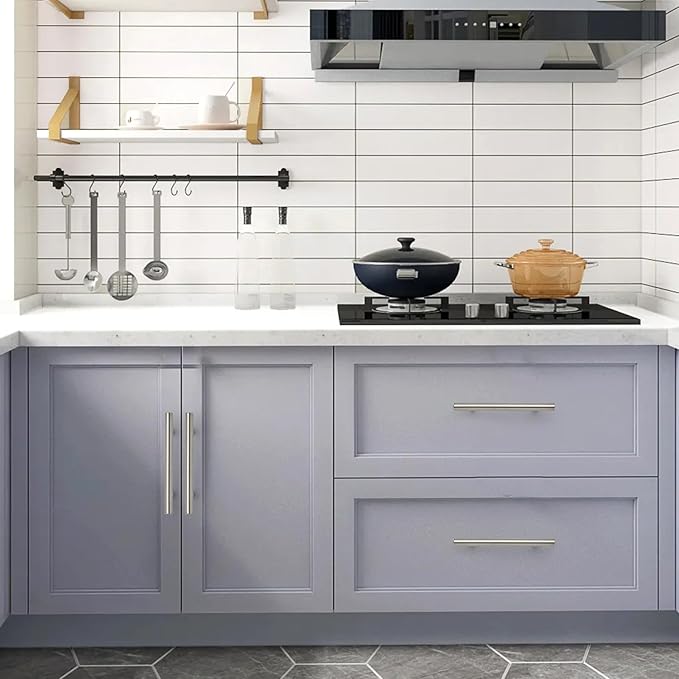 JOY DECOR 20 Pack 7.38 Inch Cabinet Pulls Kitchen Cabinet Handles with 5 Inch Hole Center Brushed Nickel Cabinet Hardware Stainless Steel Kitchen Drawer Pulls for Cabinets Cupboard, 128mm Hole Centers