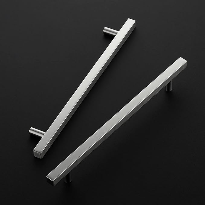 Ravinte Brushed Nickel Cabinet Handles 5 Pack 8-4/5 inch Satin Nickel Square Cabinet Pulls Silver Hardware for Kitchen Cabinets 11-3/10 inch Overall Length Stainless Steel Drawer Pulls