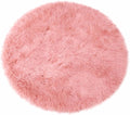 Goolela Pink Circle Rug 4ft for Girls Bedroom Round Fuzzy Fluffy Faux Fur by Goolela