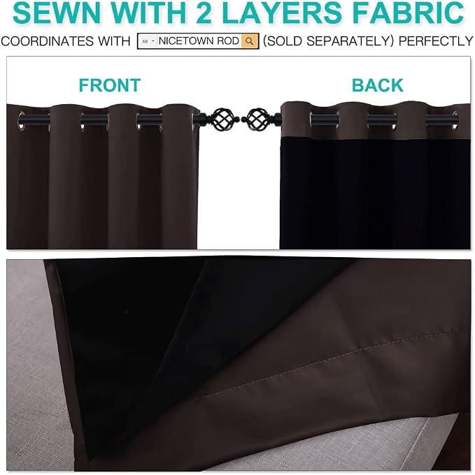 NICETOWN 100% Blackout Curtains 45 inches Length, 2 Thick Layers Completely - Image 5