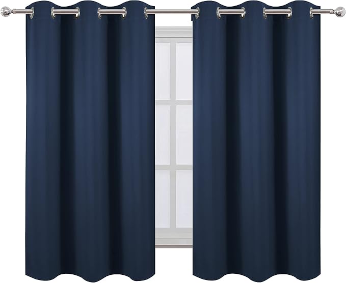 Navy Blue Blackout Curtains 34 x 54 Inch Length/Set of 2 Curtain Panels/Thermal - Image 2