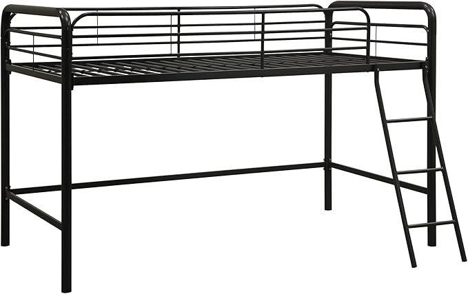 DHP Junior Loft Bed, Space-Saving Metal Frame, Black Finish, Ideal for Younger Children