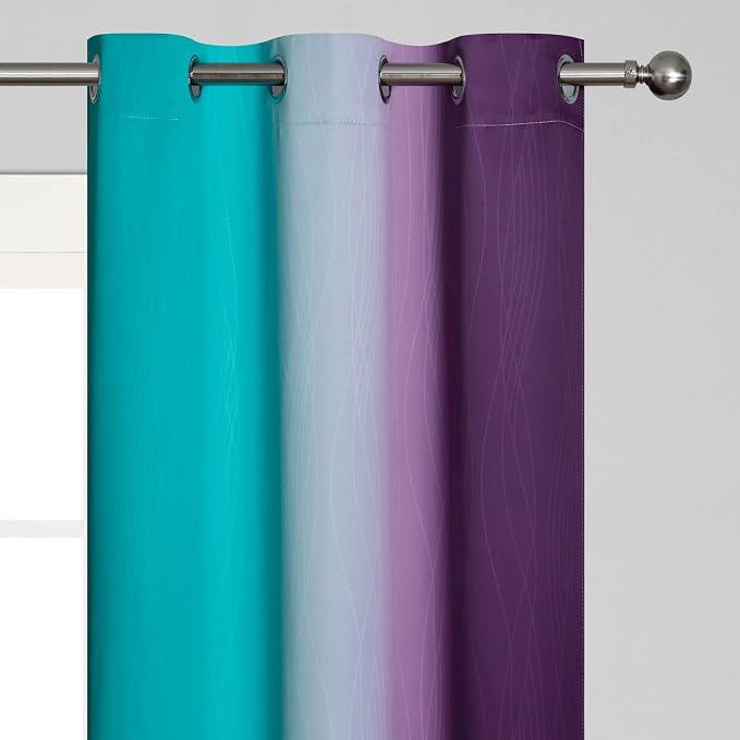 Ombre Teal and Purple Blackout Curtains - Image 4