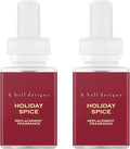Pura & K. Hall Designs Home Scent Refill - Smart Home Air Diffuser - Up to 120-Hours of Premium Fragrance per Refill - Household Essential - Clean Diffuser Fragrance -2 Pack, Holiday Spice
