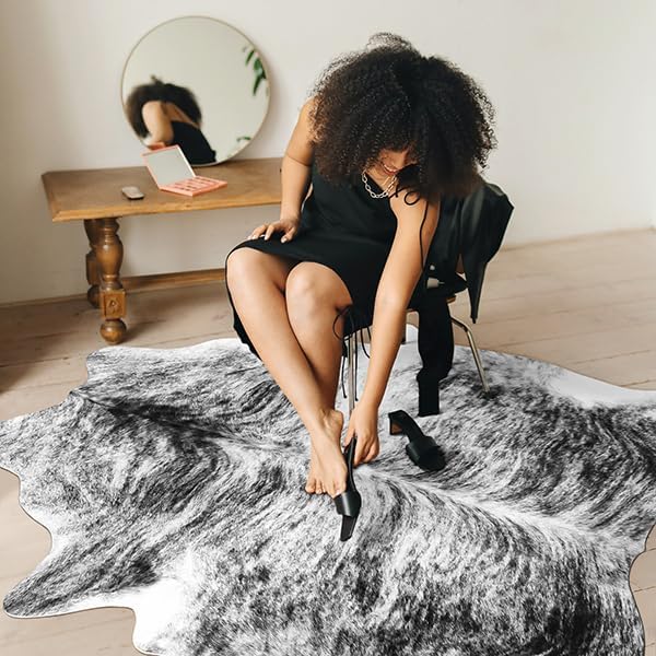 Western Faux Cowhide Rug, Animal Cow Hide Rug, 3 x 4 Ft Black | Premium Sturdy - Image 8