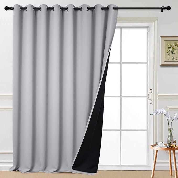 Yakamok Light Grey Blackout Patio Door Curtain Panels W100 x L108, 1 Panel | by Yakamok