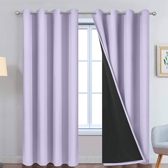 Yakamok Lilac 100% Blackout Curtains 84 Inches Long by Yakamok