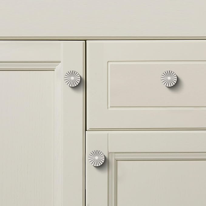 5 Pack Kitchen Cabinet Knobs Round Sunflower Dresser Knob Modern Drawer Hardware Cupboard Handles Furniture Knob for Bathroom Single Hole Knobs for Wardrobe Nickel TYH-BN-K5