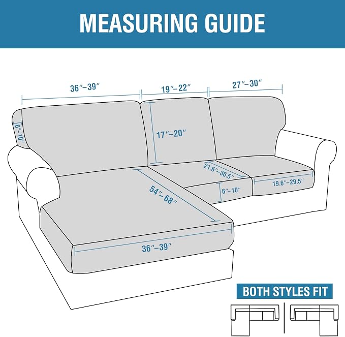 H.VERSAILTEX Sectional Couch Covers 3 Pieces Sofa Seat Cushion Covers L Shape - Image 3
