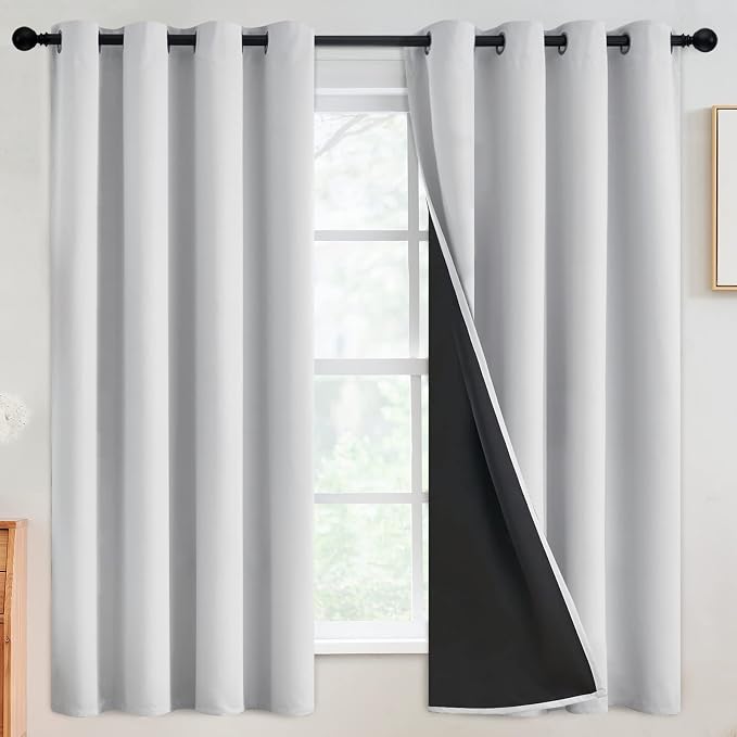 SimpleHome White 100% Blackout Curtains Room Darkening Living Room 63 Inch | by SimpleHome