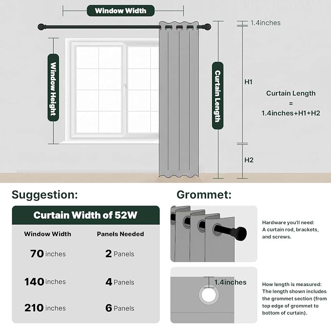 H.VERSAILTEX Grey Blackout Curtains - Image 7