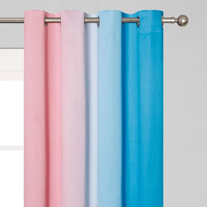Pink and Blue Ombre Curtains for Bedroom 63 Inch Long | Room Darkening Curtains - Image 4