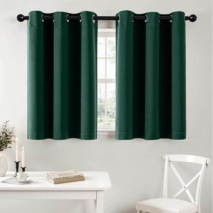 MIULEE Blackout Curtains for Bedroom 2 Panel 40 x 36 Inch Long Hunter Green | by MIULEE