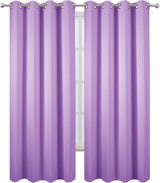 Blackout Curtains 52 x 90 Inch Long Lavender Curtains Set of 2 Panels Room - Image 2