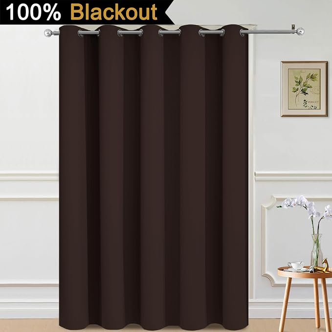 Yakamok Brown 100% Blackout Patio Door Curtain Panels W70 x L84, 1 Panel | - Image 2