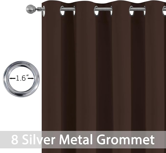 Yakamok Room Darkening Curtains 52x90 inch Long Chocolate Brown-Living Room | 2 - Image 2