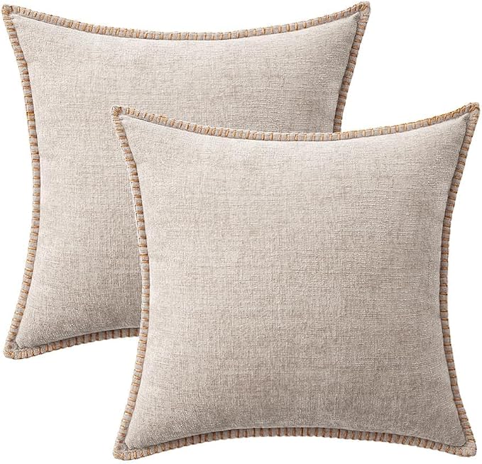 MIULEE Decorative Couch Throw Pillow Covers 20x20 Inch Taupe 2 Pack | Farmhouse - Image 8
