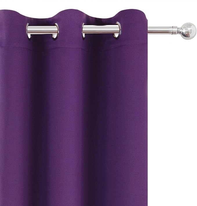 Blackout Curtains 66 x 72 Inch Long Purple Curtains Set of 2 Panels Room - Image 6