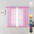 Light Pink Sheer Curtains 45 Inch Length 2 Panels, Airy Voile Curtains by Lecloud