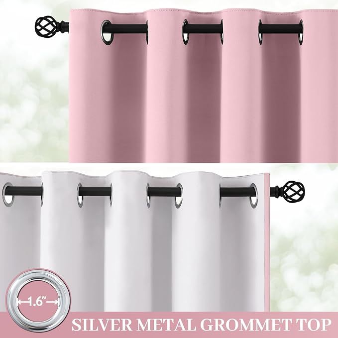 Yakamok Pink 100% Blackout Curtains 63 Inches Long - Image 2