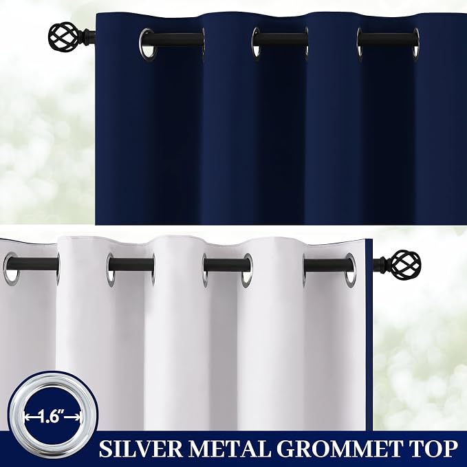 Yakamok Navy Blue 100% Blackout Curtains 84 Inches Long 50" Wide, 2 Panels | - Image 2