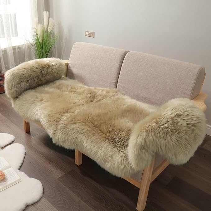 LLB Genuine Sheepskin Area Rug Wool Rug Fur Carpet Fluffy Shaggy Fur Rug - Image 3