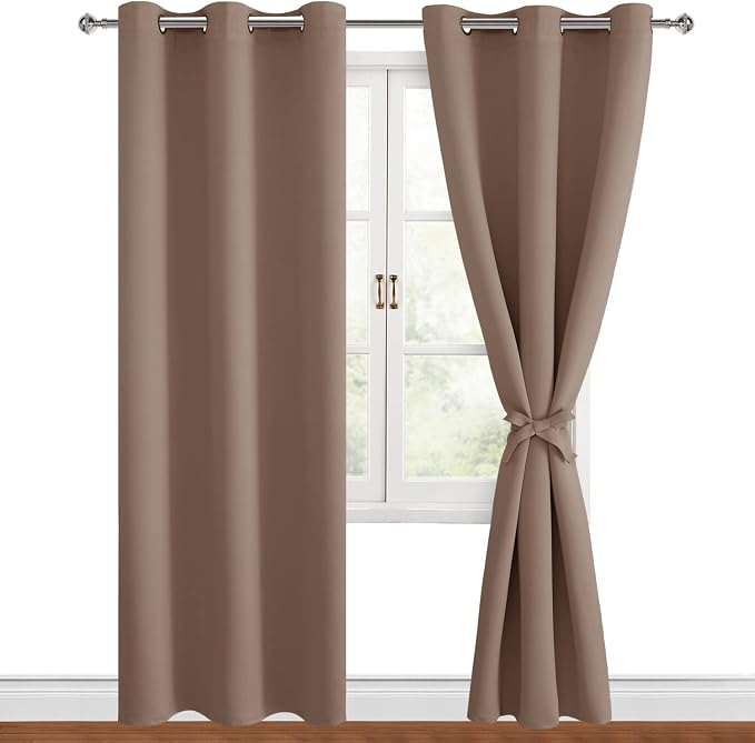 Blackout Curtains for Bedroom 38 x 84 Inch Long Cappuccino 2 Panels | Thermal - Image 8