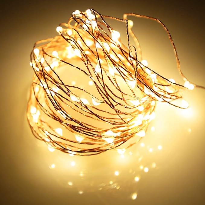 Mikasol Fairy Lights Battery Operated, 4 Packs Mini 3*AAA Battery Powered Copper Wire Led Starry String Lights Firefly Lights for Bedroom, Christmas, Parties, Decoration (5m/16ft Warm White)