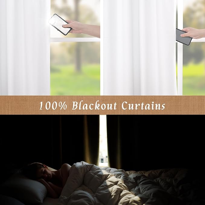 Linen 100% Blackout Window Curtains - Image 4