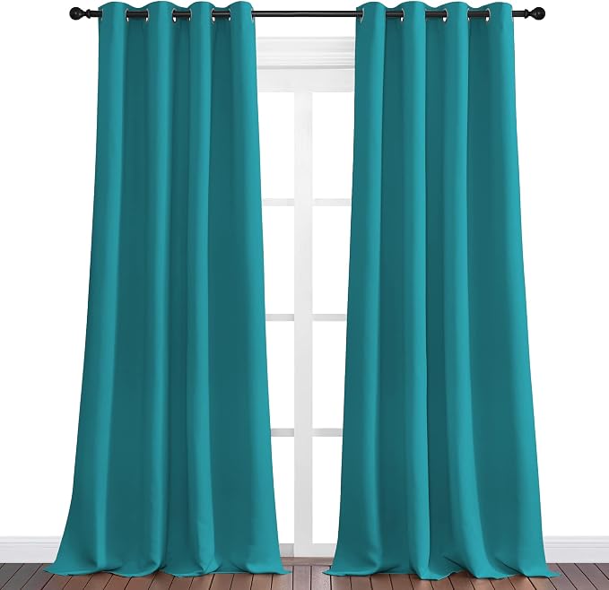 NICETOWN Room Darkening Curtains 108 inch Length 2 Panels, Peacock Teal - Image 2