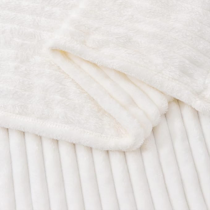 BEDELITE Ribbed Jacquard Off White King Size Blankets - Image 7
