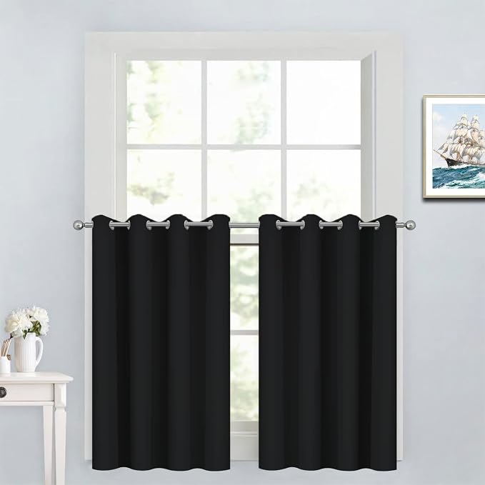 Yakamok Black Room Darkening Window Curtains 52x36 Inch by Yakamok