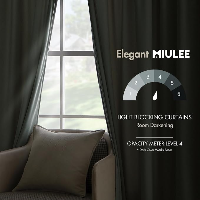MIULEE Velvet Curtains 52x90 inches 2 Panels Misty Blue Blackout Curtains | - Image 5