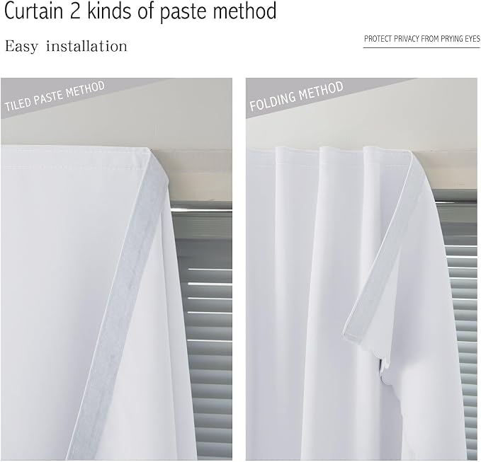 Thermal Blackout Curtains with Self Adhesive Tape No Rod No Drill Easy Install - Image 6