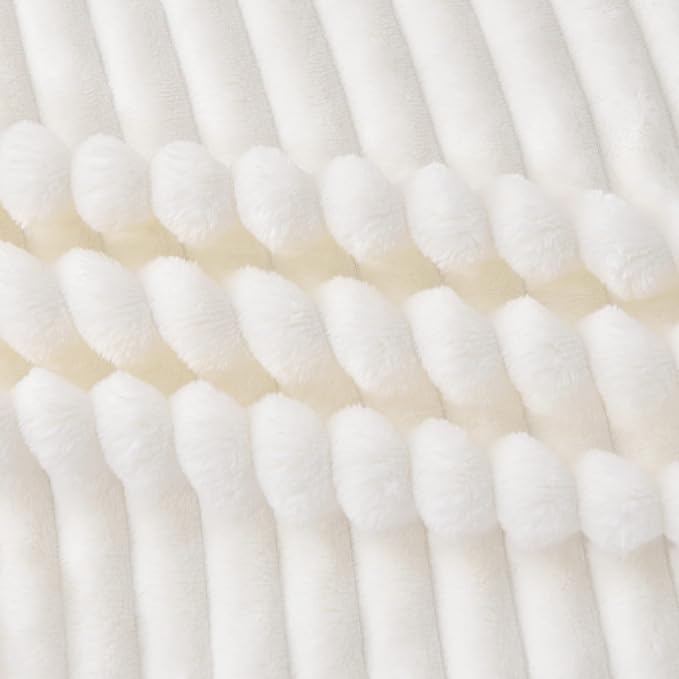 BEDELITE Ribbed Jacquard Off White King Size Blankets - Image 5
