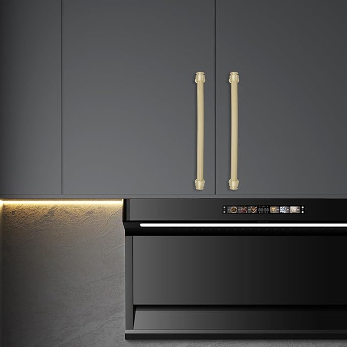 6 Pack 10 inch(254mm) Brushed Brass Cabinet Handles - Gold Drawer Pulls for Kitchen & Dresser