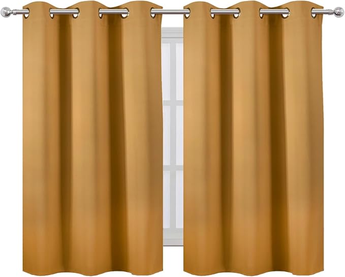 Mustard Yellow Blackout Curtains/38 x 54 Inch/Set of Two Panels Grommet Living - Image 2